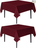 sancua Square Tablecloths 70x70 Inch Burgundy, 2 Pack - Fabric Table Cloth for Square or Round Tables, Washable Polyester Table Cover for Christmas Dinner, Holiday Party, Decorative Display Tables