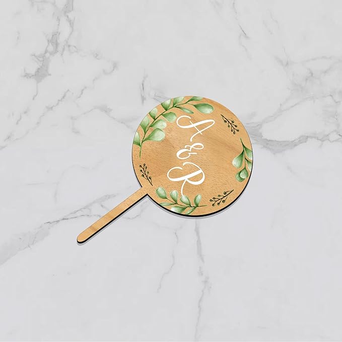 Custom Cupcake Toppers Cake Decorations in Wood for Wedding Engagement Baby Shower Birthday Party etc. (Design B / 12 PCS)