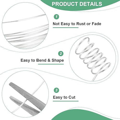 0.8 mm/20 Gauge Copper Wire for Jewelry Making, 7.5FT Copper Beading Craft Wire for Jewelry/Weaving/DIY Crafting/Planting, Color-Retaining [2.3 M, Bright Silver]