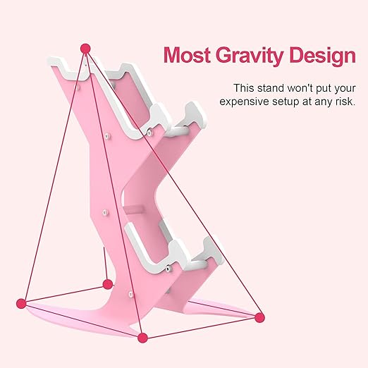 Controller Holder Pink, Game Controller Rack Headset Stand for Xbox Series X S/Xbox one / PS5 / PS4 / NS/PC/Headset, Aluminum Metal Headset Mount Universal Organizer for Video Game Accessories