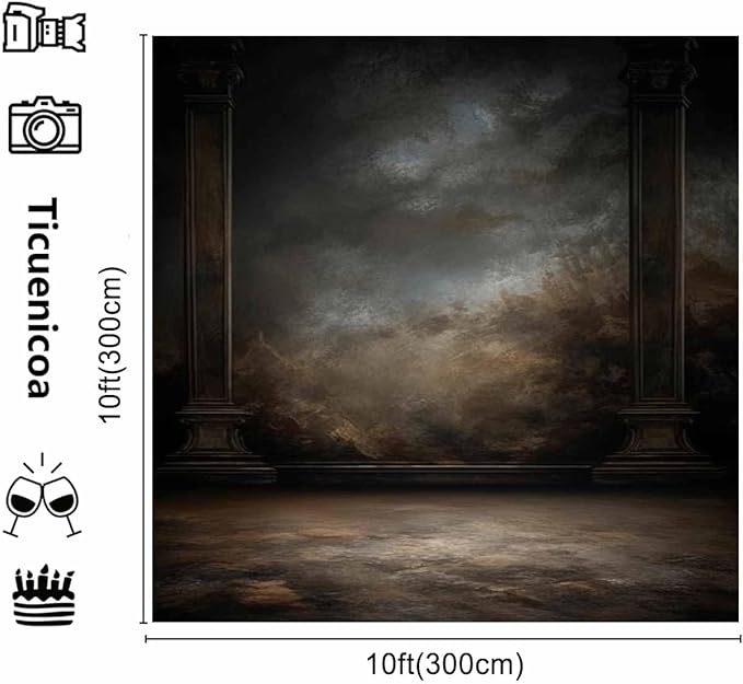 10x10ftDark Vintage Photography Backdrops Portrait Photo Backdrop Wedding Bridal Show Birthday Background for Studio Props