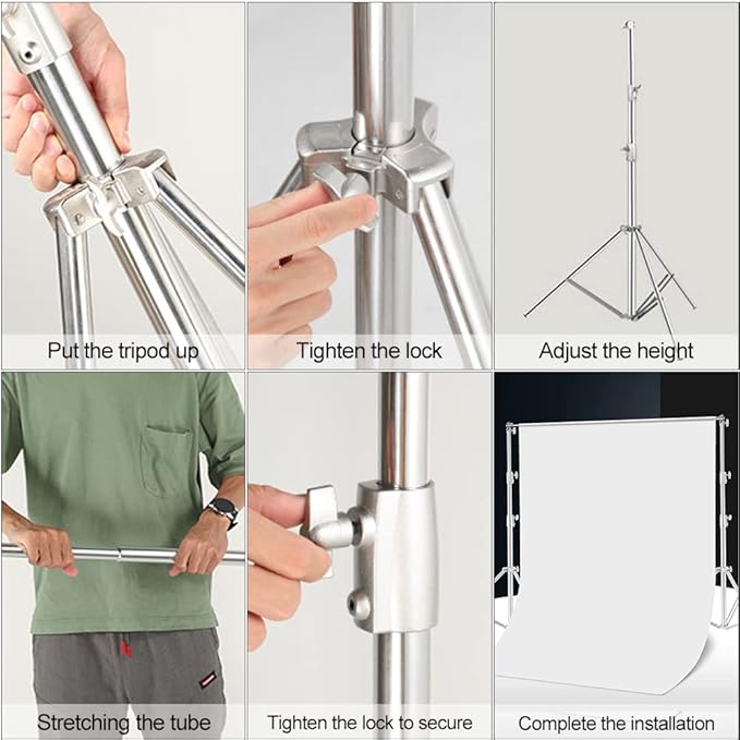 Stainless Steel Backdrop Stand 9.5ftx10ft Photo Stand for Backdrop Video Adjustable Background Support Stands for Portrait & Studio Photography, Photoshoot, Parties, Baby Shower, Birthday, Wedding