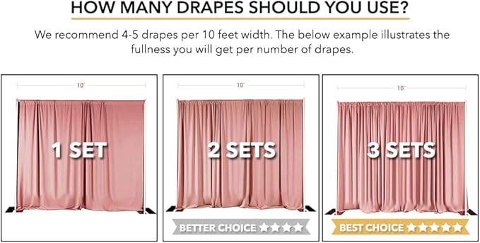 AK TRADING CO. 10 feet x 8 feet IFR Polyester Backdrop Drapes Curtains Panels with Rod Pockets - Wedding Ceremony Party Home Window Decorations - Purple