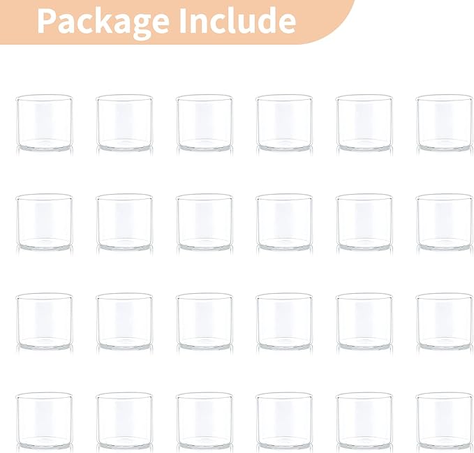 NUPTIO Glass Votive Candle Holders: Set of 24 Clear Tealight Holders Bulk - Mini Floating Candleholder for Christmas Thanksgiving Party Table Centerpieces Home Decor (1.8 x 1.57 inch)