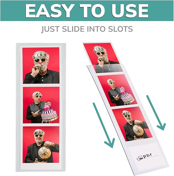 pbf PHOTO BOOTH FRAMES 2x6 Magnetic Picture Frames for Refrigerator | 2 x 6 Clear Magnetic Vinyl Frames for Photo Strips for Fridge (100-Pack)