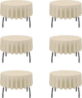 BRILLMAX 6 Pack Beige 70 Inch Round Tablecloths Fit 30" to 54" Tables (8-20" Drop) - Circle Bulk Linen Polyester Fabric Washable Cloth Cover for Wedding Reception Banquet Birthday Party Buffet