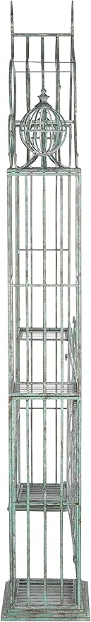 SAFAVIEH Outdoor Collection Beatrix Victorian Antique Dark Green Wrought Iron Trellis Garden Arch Arbor