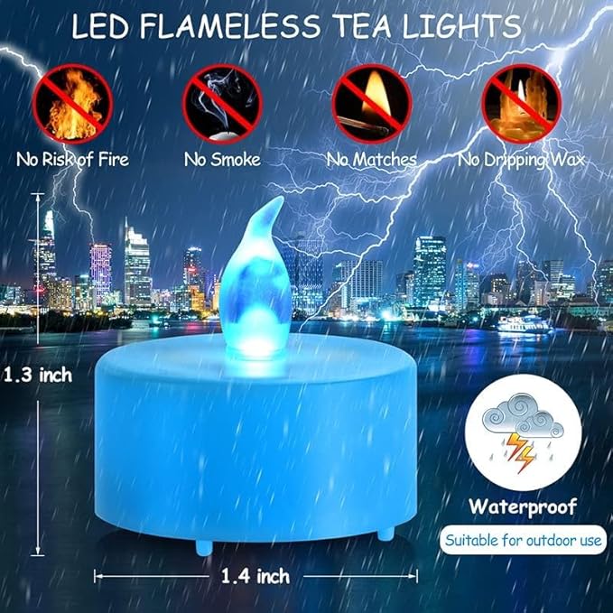 LED Tea Lights Candles- 50PACK Flameless Candles Realistic and Bright Flickering Long Lasting 200Hours for Holiday Celebration,Home Decoration Blue