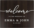 Andaz Press Large Wooden Welcome Sign for Wedding, Rustic Welcome Sign 16" x 20" Custom Names & Date, Woodland Wedding Signage, Dark Walnut MDF Wood Finish Wedding Reception Indoor Outdoor Signs