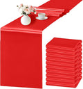 SHEJIZE 10 Pack Red Satin Table Runner 12x108 Inches Long, Bright Silky Smooth Satin Table Runner Table Decor for Wedding Banquet Christmas Prom Event Birthday Party