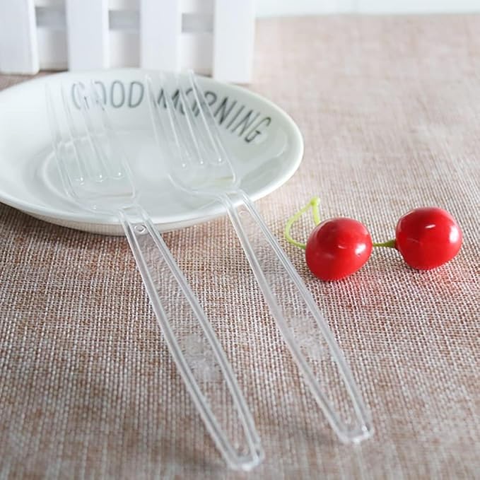 500 Count Plastic Silverware, Heavy Weight Plastic Forks Spoons Disposable Utensils Cutlery Set for Wedding Party Supplies Everyday Use