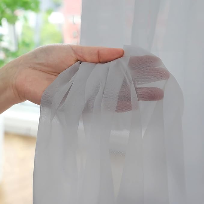Window Gray Sheer Curtains 95 Inches Long 2 Panels Sheer Curtain Basic Rod Pocket Panel for Bedroom Children Living Room Yard Kitchen