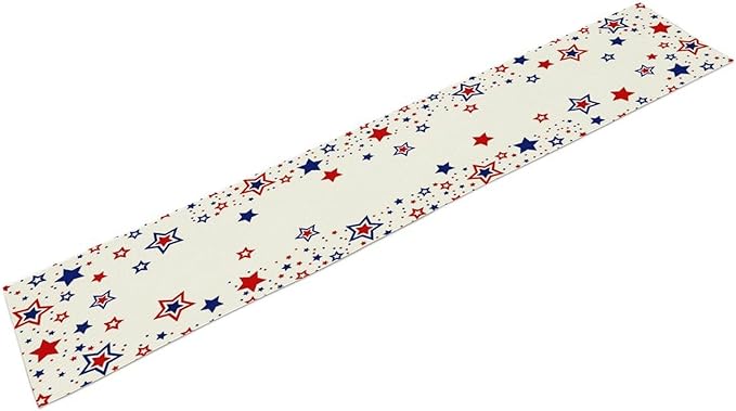 4th of July Table Runner, American Stars Patriotic Independence Day Table Runner for Indoor Outdoor Party Home Kitchen Dining Table Decor, Blue Red, 13x120inch