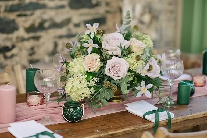Luxurious Velvet Table Runner, 10ft Wedding Reception Decorations, 20x120inch Soft Velvet Fabric, Table Linen Overlay, Wedding Table Runners (Dusty Rose/ Blush Pink /Mauve, 20X120inch)