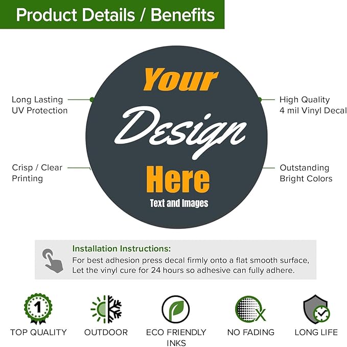 Custom Stickers for Weddings, Birthdays & Businesses - Personalized Labels with Your Logo - Waterproof, Fade and Heat Resistant - Pack of 100-1000 (Custom Image, 5 Inch)