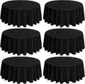 6 Pack Round Tablecloths - 90 Inch, Black Polyester Table Cover for Round Table, Stain and Wrinkle Resistant Washable Fabric Tablecloth, Polyester Tablecloth for Wedding Banquet Parties