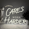 Nobody Cares Work Harder Neon Sign,Motivational Dimmable LED Light Signs for Wall Art Decor,Backdrop for Office Study Room Gym Bedroom Man Cave,Gift for Teen USB Powered（13.8"*11.9"）