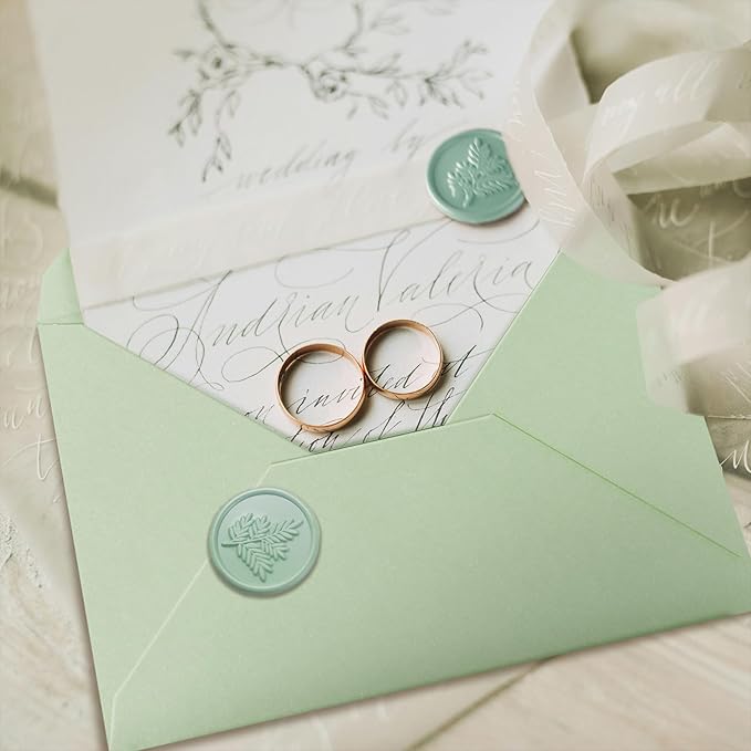 50 Pack 5x7 Envelopes Letter Size, Green A7 Envelopes Self Seal for Wedding Invitation, Envelope 5.4x7.6 for Greeting Cards, Photos, Baby Shower, Graduation, Thank You Cards, Announcements