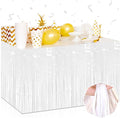 3 Pack 29 x108 Inch Macaron White Foil Fringe Table Skirts Metallic Banner for Tinsel Streamer Garland Backdrop for Parade Floats Wedding Thanksgiving Birthday Christmas New Year Party Decoration