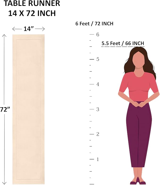 Solino Home Linen Light Green Table Runner 72 Inches Long - 100% Pure Linen Hemstitch Table Runner 14 x 72 Inch for Dresser, Dining - Classic Hemstitch