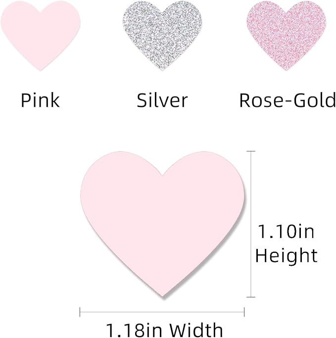 Rose Gold Pink Silver Party Decorations - 300pcs Paper Heart Confetti for Engagement Mothers Day Wedding Anniversary Romantic Bridal Shower Women Birthday Valentines Day Table Decor HongTongTong