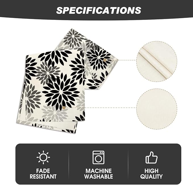 Artoid Mode Black Dahlia Floral Pinnata Halloween Table Runner, Fall Autumn Kitchen Dining Table Decoration for Home Party Decor 13x36 Inch