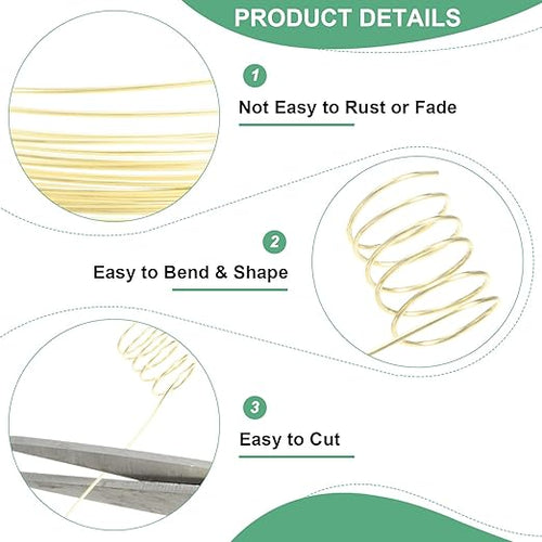 0.6 mm/22 Gauge Copper Wire for Jewelry Making, 13.1FT Copper Beading Craft Wire for Jewelry/Weaving/DIY Crafting/Planting, Color-Retaining [4M, Light Golden]
