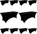 10-Pack 4ft Black Spandex Table Covers for Rectangular Folding Tables - Wrinkle Resistant Stretch Tight Table Cloths - Fitted Table Protector for Parties, Trade Shows, Banquet, and Wedding