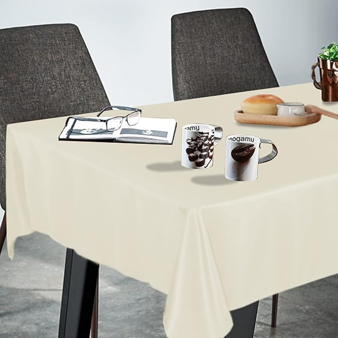 Fitable Square Tablecloth 60x60 inch Tablecloth Stain and Wrinkle Resistant Washable Polyester Table Cloth for Buffet Parties and Camping, Ivory
