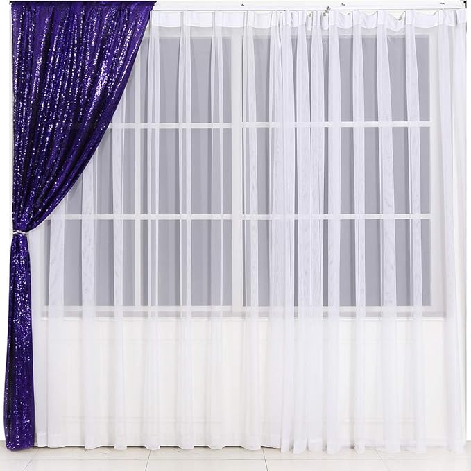 Eternal Beauty Sequin Backdrop Curtains, 2x8 Ft-2 Panels Purple Back Drop for Shimmer Photography Party Wedding Birthday Decor