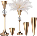 VIJIV Gold Flower Vase for Centerpiece Table Decorations Wedding Reception Decor, 15.8 Inch Tall Metal Vase for Feather Flower Holder Stand Floral Arrangement Gatsby Party Dinner Event Hotel