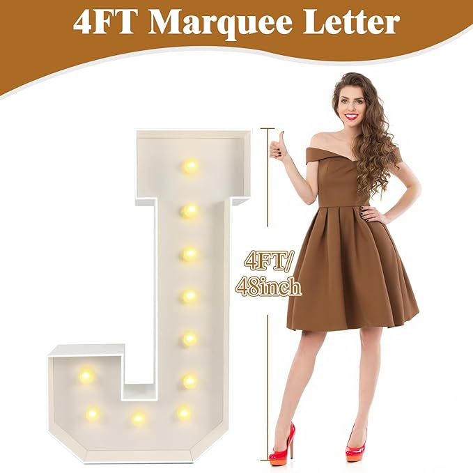 Marquee Light Up Letters: 4FT Large Decorative Signs for Party Decorations Baby Shower Birthday Wedding Engagement Anniversary, 4 Feet Tall Pre-Cut DIY Foamboard Letter A - Easy to Assemble