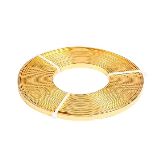 Fashewelry 32.8Ft 5mm Aluminum Flat Wire Gold Bendable Metal Craft Wire Strip for Bezel Sculpting Armature Jewelry Making Gem Metal Wrap
