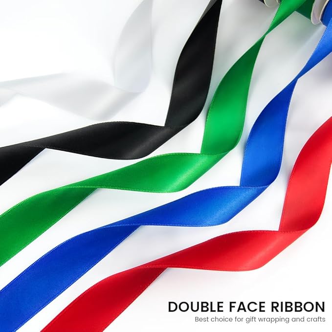 KMER LIFE 5/8 inch x 25 Yards Double Faced Polyester Emerald Green Satin Ribbon, Perfect for Gift Wrapping Very Suitable for Weddings Party Hair Bow Invitation Decorations and More