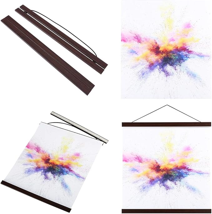 25x16 25x35 25x38 Poster Frame, Magnetic Light Wood Wooden Frame Hanger for Photo Picutre Canvas Artwork Art Print Wall Hanging (1 Pack, 25", Walnut)
