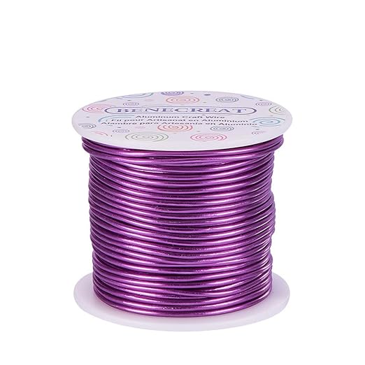 BENECREAT 12 Gauge Aluminum Craft Wire 100FT Anodized Purple Flexible Craft Wire for Halloween Craft Making, Jewelry Making and Floral Arrangements