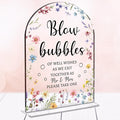 Wedding Sign Decor, Arch Acrylic 5x7 Inch, Blou Bubbles Sign Wedding Sign for Reception & Event, Bridal Shower Decorations, Wedding Table Sign Accessories for Anniversary And Party (Flower)