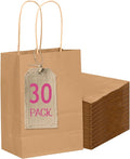 qiqee 30-Packs Brown Gift Bags with Handles Bulk 4.5"x2.5"x6" Mini Size Party Paper Bags