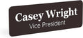 ExcelMark Custom Name Tag - Engraved Name Badge with Pin or Magnetic Backing, 16 Colors, 6 Fonts, and 2 Sizes to Choose from (Brown w/White Letters, 1"x 3")