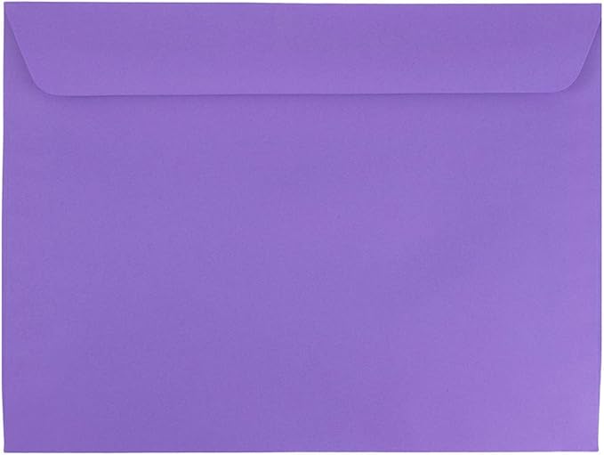 JAM PAPER 9 x 12 Booklet Colored Envelopes - Violet Purple Recycled - Bulk 1000/Carton