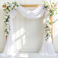 White Wedding Arch Draping Fabric 4 Panels 30'' x 18FT Sheer Chiffon Arch Drapery for Photo Booth Bridal Shower Baby Shower Church Decor Newborn Photography Christening Outdoor Party