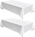 Fitable Linen Textured Tablecloths 2 Pack, Faux Burlap Rectangle Table Clothes for 6 Foot Tables, Rustic Table Covers for Buffet, Banquet, Kitchen Dining, Party, Farmhouse (White, 54 x 108 Inch)