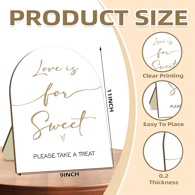 Bridal Shower Decor Supplies, Love is Sweet Please Take A Treat Sign, Love is Sweet Wooden Sign with Stand, Wedding Sign Bridal Shower Favors for Guests, Bridal Shower Party Supplies 9 * 11IN