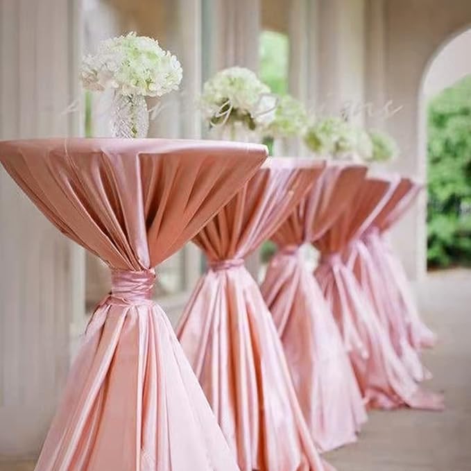 fani 6 Pack 120 Inch Rose Gold Round Tablecloth - Premium Silky Satin Tablecloth Overlay Smooth Fabric Table Cover Linens, Table Decoration for Wedding Party Banquet Events Restaurant Kitchen Dining