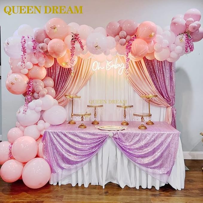 Lavender Sequin Backdrop Drapes 4 Panels 2FTx8FT Glitter Backdrop Curtains for Wedding Party Stage Decorations