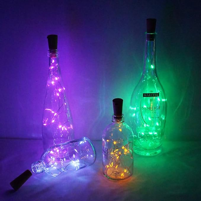 Wine Bottle Lights with Cork Switch, 15 LED 8 Pack Battery Operated Mini Fairy Copper Wire Cork String Lights for Party Wedding Christmas Festival Decoration (Multicolor)