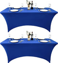 2-Pack 8ft Spandex Table Covers for Rectangle Folding Tables - Washable Elastic Tablecloth - Ultimate Fitted Table Protector for Birthday Parties, Trade Shows, Banquet
