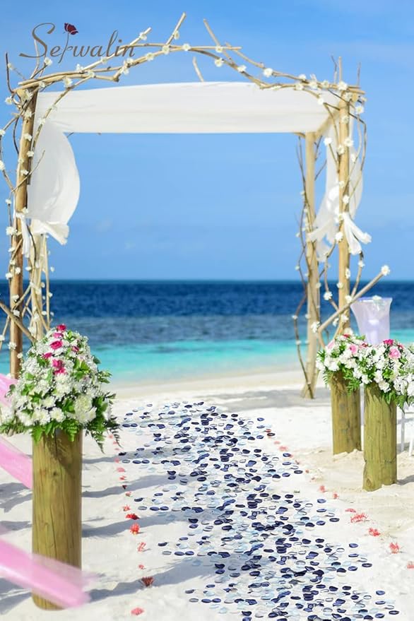 Serwalin 500Pcs Silk Rose Petals Artificial Flower Petals for Weddings Proposal Dusty Navy Blue Petals Flower Girl Petals for Wedding Basket Aisle Runner Bridal Shower (4 Color Mixes)