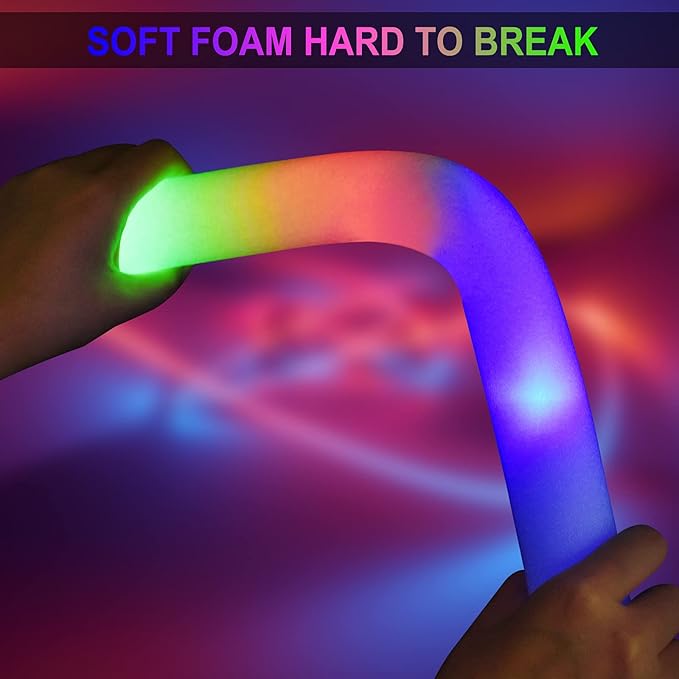 LifBetter 192 Pcs Foam Glow Sticks Bulk,Led Glow Sticks with 3 Modes Colorful Flashing,Long Life Battery Glow In The Dark Party Supplies for Weddings,Parties,Festivals,Sporting Events