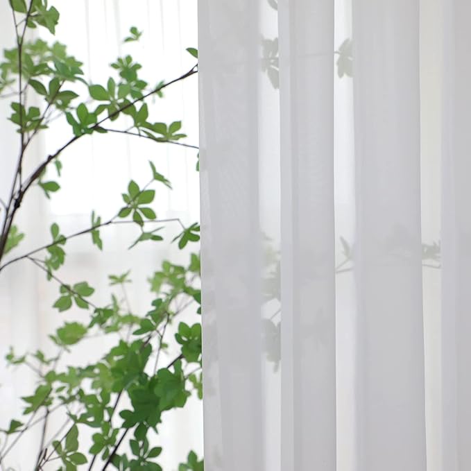 Window Ivory Sheer Curtains 160 Inches Long 2 Panels Sheer Curtain Basic Rod Pocket Panel for Bedroom Children Living Room Yard Kitchen (Ivory, 52" W x 160" L | 2 pcs)
